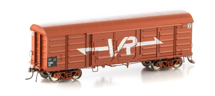 Auscision VLV-27 VBBX Box Van, VR Wagon Red with Large VR Logo & 4 Louvre Doors - 4 Car Pack