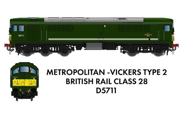 Rapido 905502 BR Class 28 D5711 BR Green with Small Yellow Panel with DCC Sound