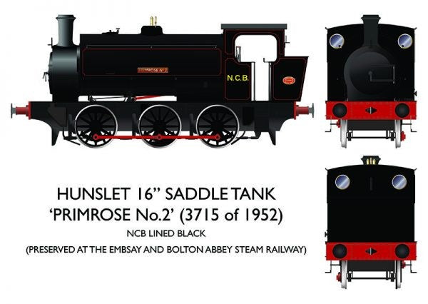 Rapido 903506 16" Hunslet "Primrose" No2 NCB Lined Black with DCC Sound Steam Locomotive