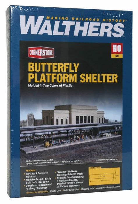 WALTHERS 933-3175 Butterfly Style Station Platform Shelter Each Section: 27.5 x 5.3 x 5.6cm