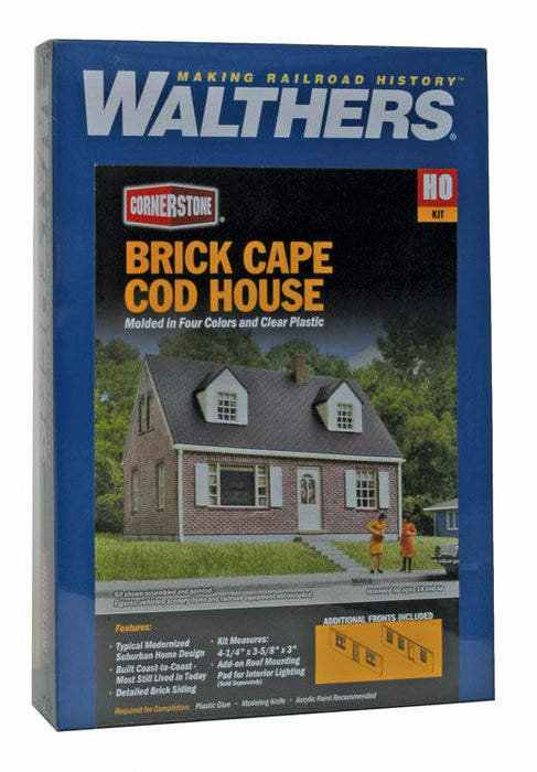 WALTHERS 933-3774 Brick Cape Cod House -10.7 x 9.2 x 7.6cm