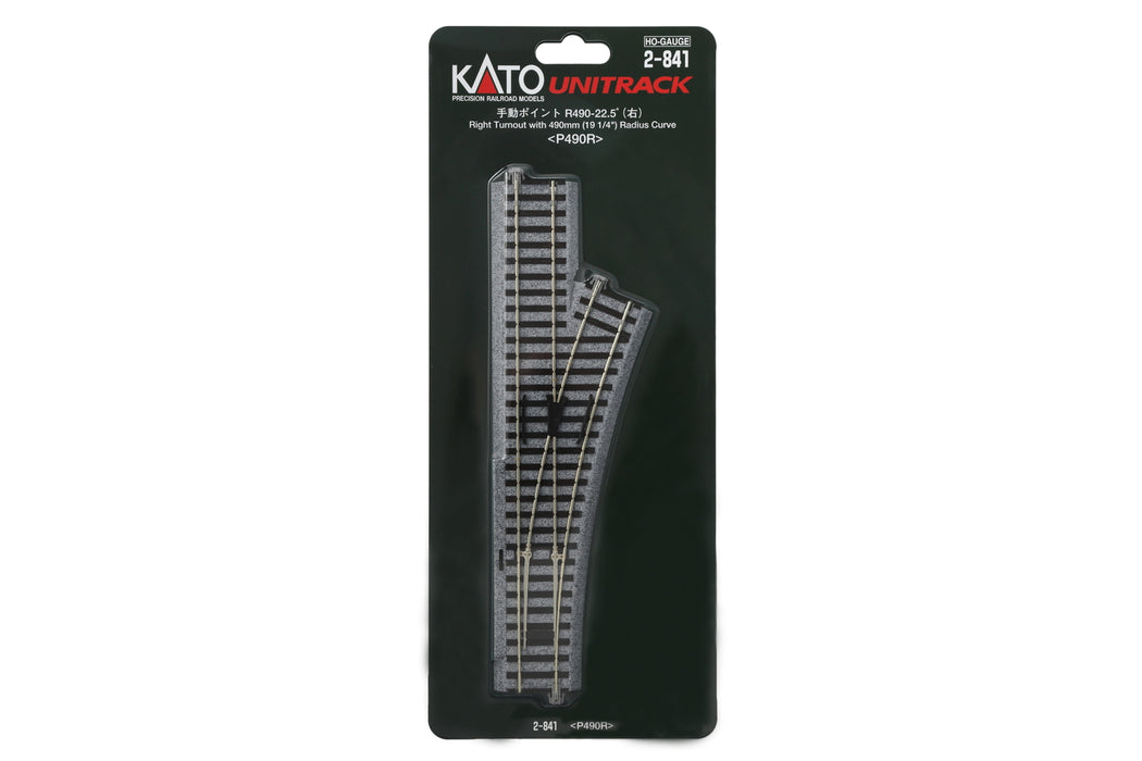 Kato 2-841 Unitrack Right Hand Manual Turnout 490mm Radius (HO)