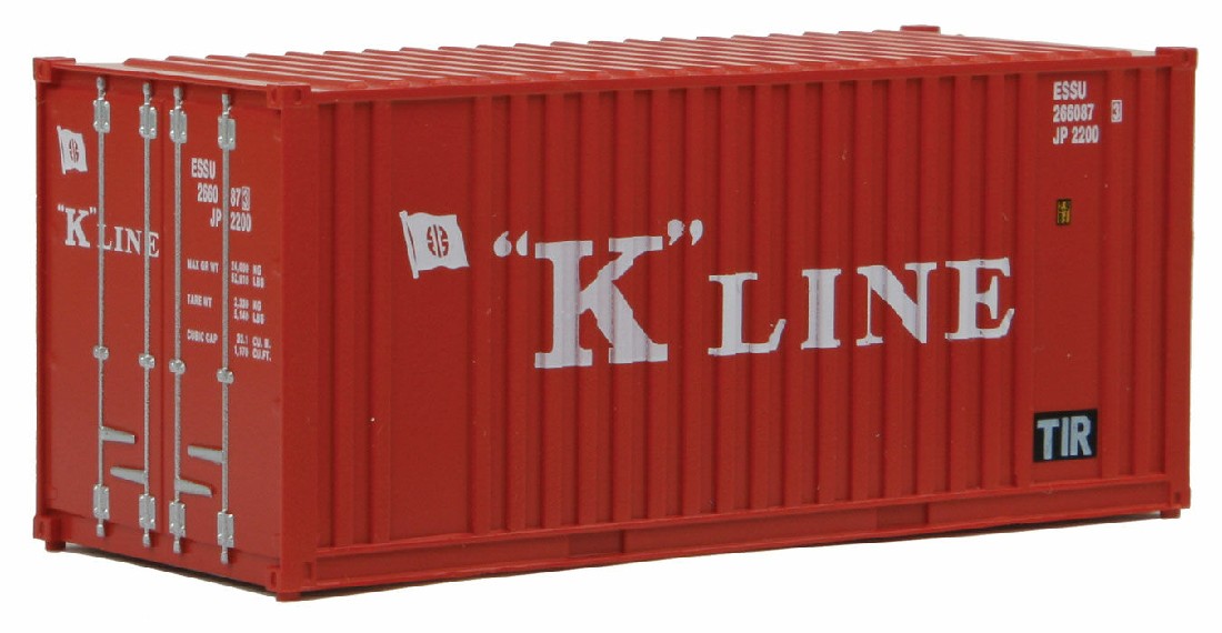 WALTHERS 949-8013 20' Corrugated Container with Flat Panel K-Line (red, white)