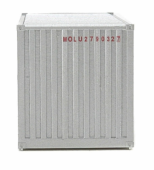 WALTHERS 949-8014 20' Corrugated Container with Flat Panel - Mitsui OSK Lines (gray, red, Alligator Logo)