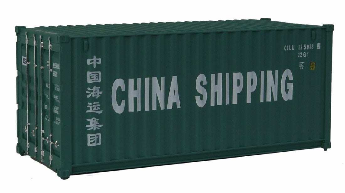 WALTHERS 949-8056 20' Corrugated Container China Shipping (green, white; Billboard Lettering)