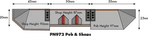 Metcalfe PN972 N Scale Low Relief Pub and Shops