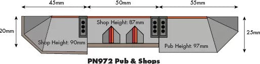 Metcalfe PN972 N Scale Low Relief Pub and Shops