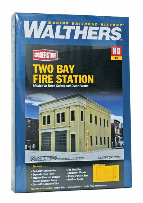 WALTHERS 933-4022 2 Two-Bay Fire Station -20.3 x 12.4 x 14cm