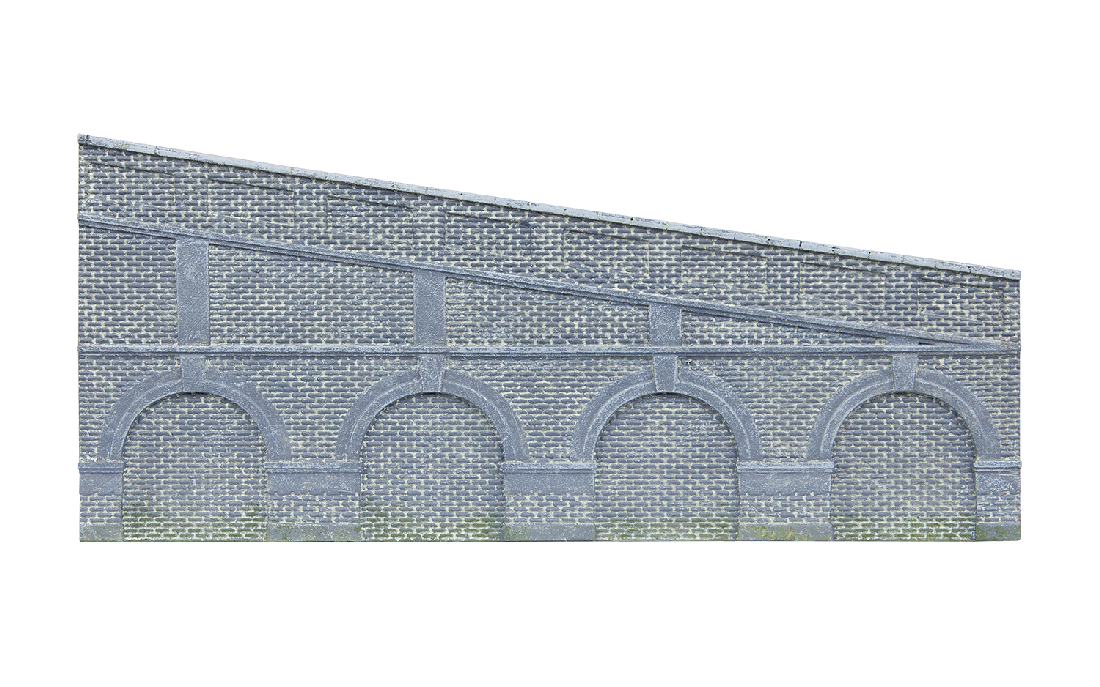 Hornby R7387 MID STEPPED RETAINING WALLS BLUE BRICK 2