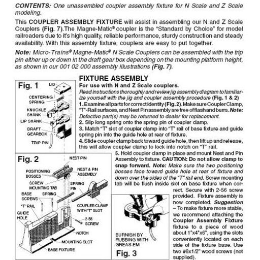 MICRO-TRAINS 988 00 191 (702) N & Z Coupler Assembly Fixture Jig
