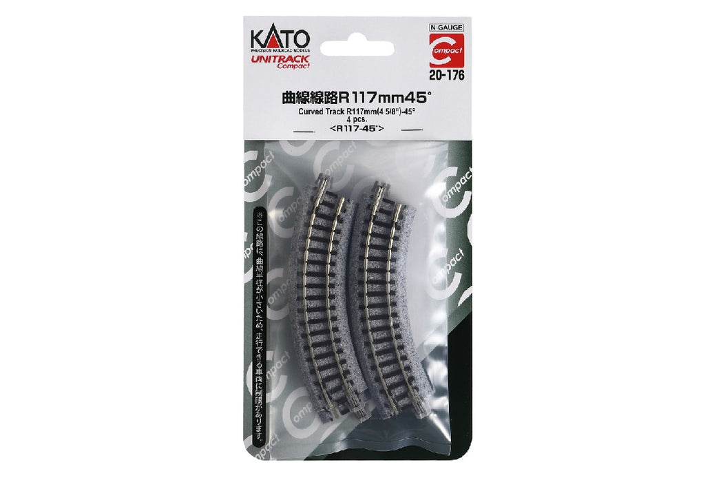 Kato 20-176 117mm (4 5/8") Radius 45 Degree Curve Track (4 pcs)
