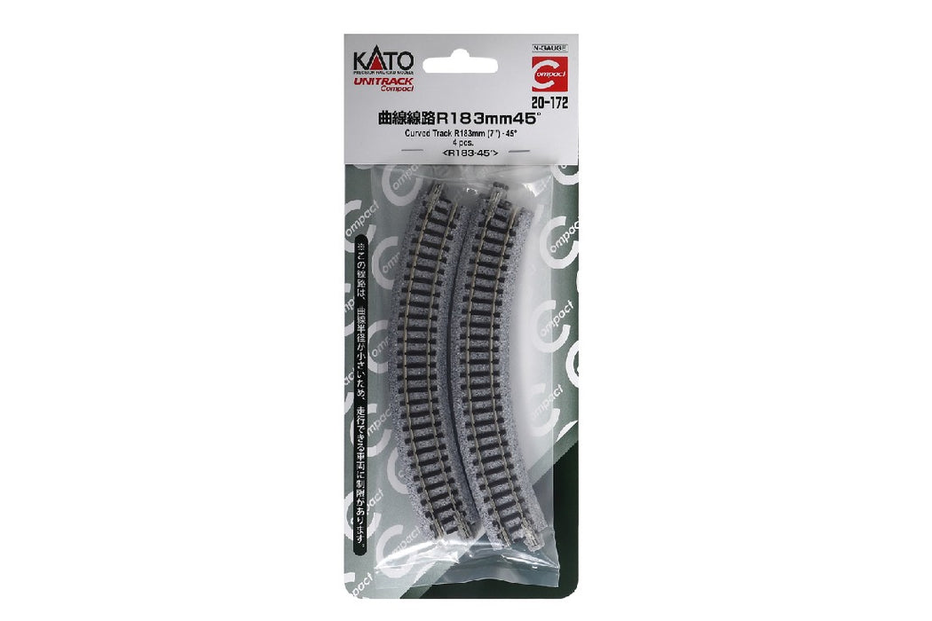 Kato 20-172 183mm (7") Radius 45 Degree Curve Track (4 pcs)