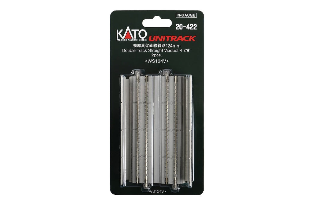 Kato 20-422 124 (4 7/8") Concrete Slab Double Track Straight Viaduct Track (2 pcs)
