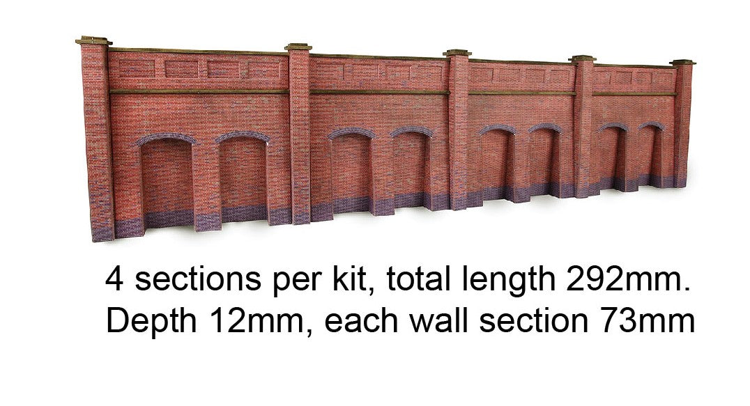 Metcalfe PN145 N Scale Retaining Wall in Brick Red