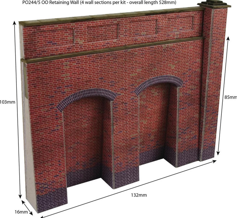 Metcalfe PO244 OO Scale Red Brick Retaining Wall