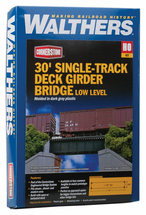 WALTHERS 933-4509 30' Single Track Railroad Deck Girder Bridge -10.4 x 3.4 x 2.8cm