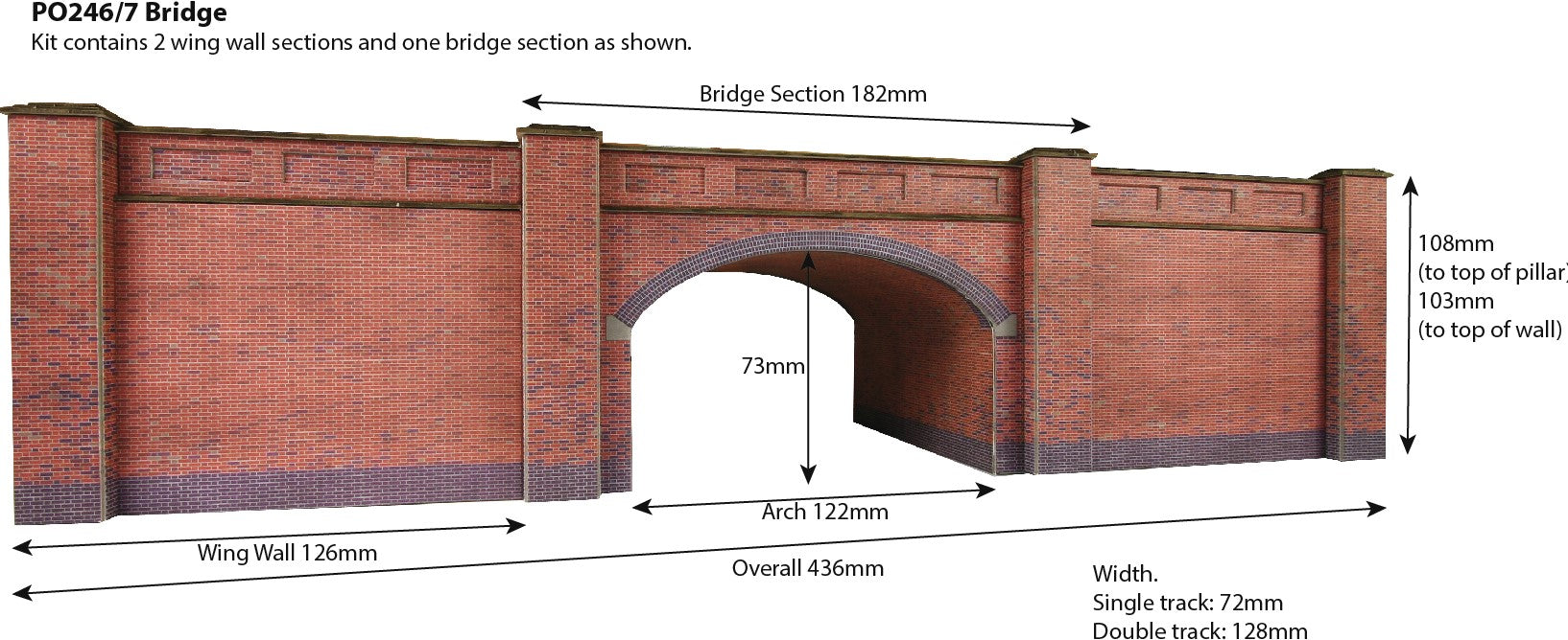 Metcalfe PO247 OO Scale Railway Bridge in Stone