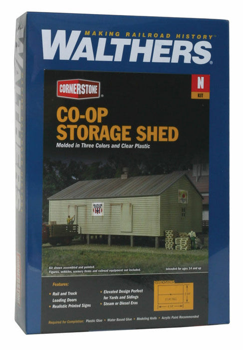 WALTHERS 933-3230 N Scale Co-Operative Storage Shed on Pilings - Kit - 10.6 x 6.8 x 5.6cm 