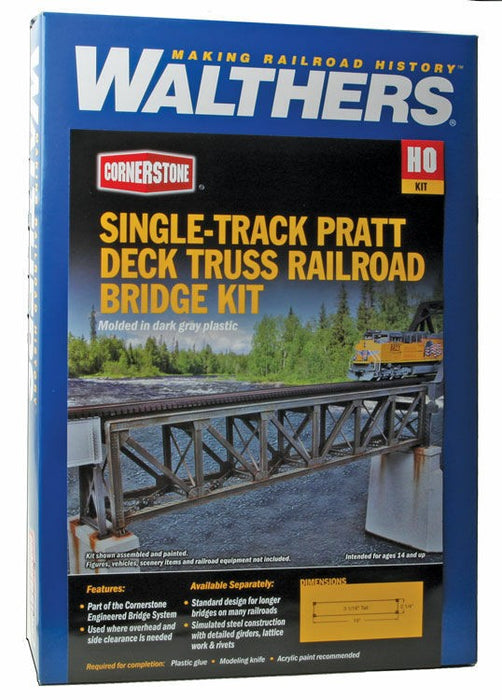 WALTHERS 933-4520 109' Single-Track Pratt Deck Truss Railroad Bridge -- Kit - 15 x 2-5/8 x 3-1/8" 38.1 x 6.6 x 7.9cm