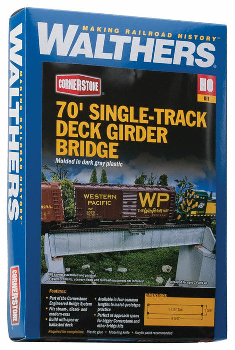 WALTHERS 933-4505 30' Single-Track Railroad Deck Girder Bridge -10.6 x 3.0 x 3.0cm