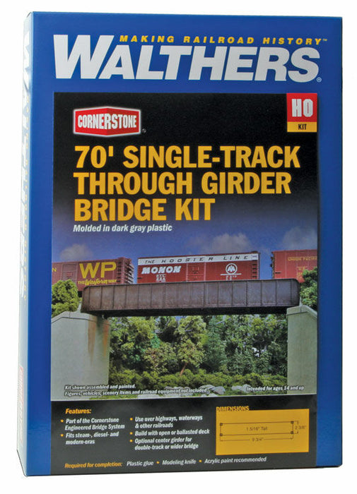 WALTHERS 933-4502 70' Single-Track Railroad Through Girder Bridge -24.7 x 6 x 3.3cm 