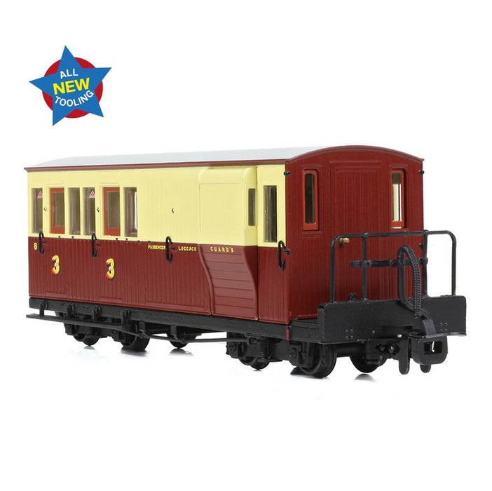 Bachmann Narrow Gauge 394-085 Ffestiniog Brake third - No. 8 Crimson and Cream
