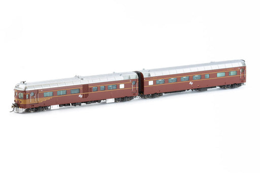 Auscision NRC-3S DEB Set Railcar Indian Red - with White L7 4-Car Set with DCC Sound