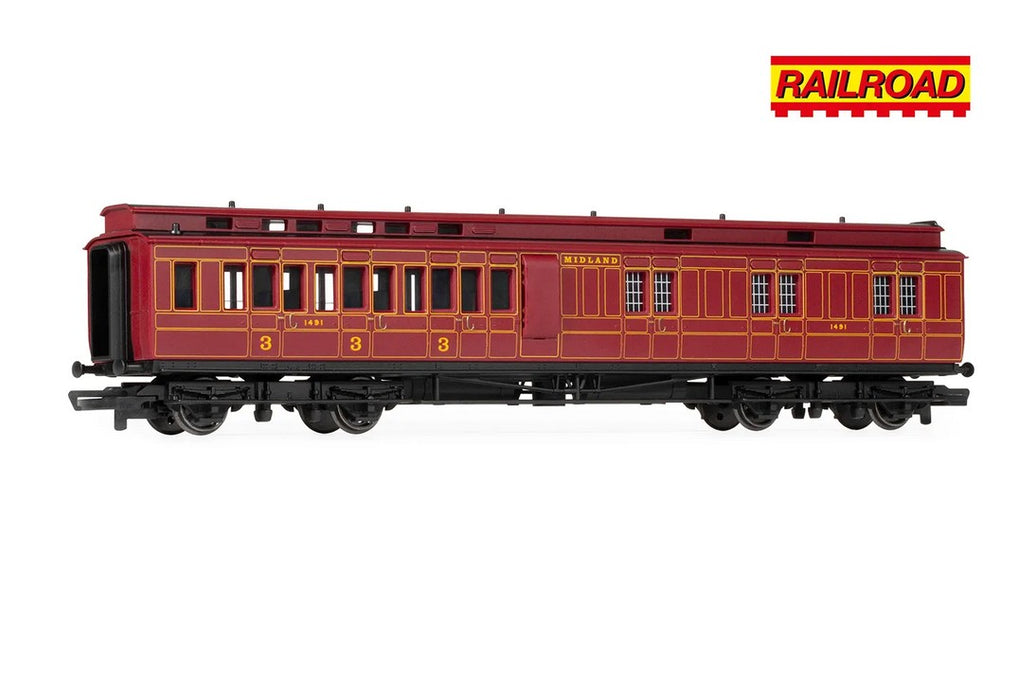 Hornby R30377 RailRoad MR Class 4P Compound Train Pack - Era 3 (1x Steam Locomotive + 2x Passenger Cars)
