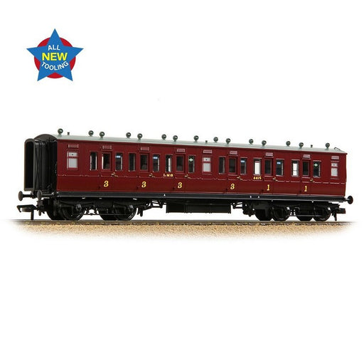 Branchline 39-863 LNWR 50ft Arc Roof Composite Corridor Passenger Car - LMS Crimson Lake