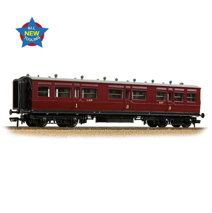 Branchline 39-863 LNWR 50ft Arc Roof Composite Corridor Passenger Car - LMS Crimson Lake