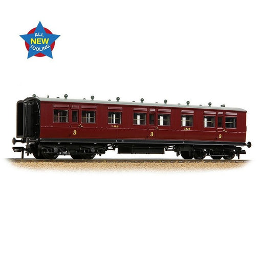 Branchline 39-873 LNWR 50ft Arc Roof Third Corridor Passenger Car - LMS Crimson Lake