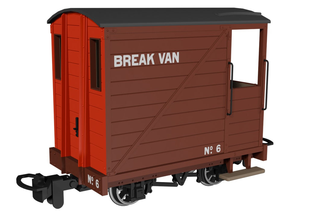 RAPIDO 990802 OO9 Gauge Single Veranda Brake Van – Brown with Red Ends No.6