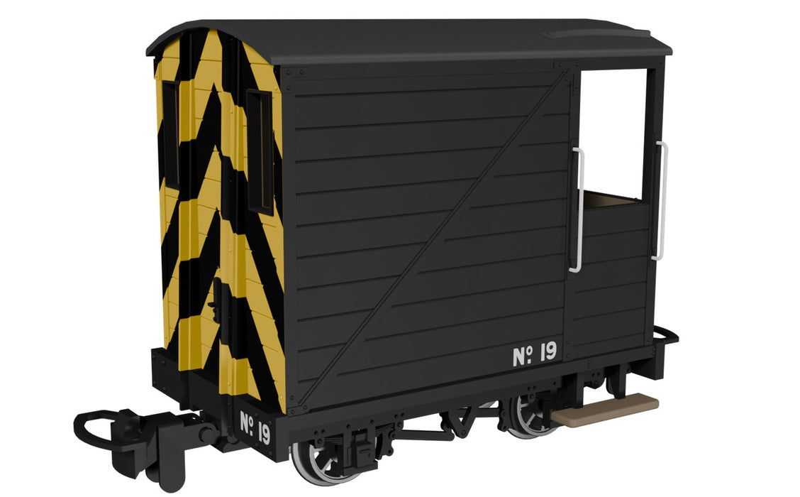 RAPIDO 990806 OO9 Gauge Single Veranda Brake Van – Black with Wasp Stripes No.19
