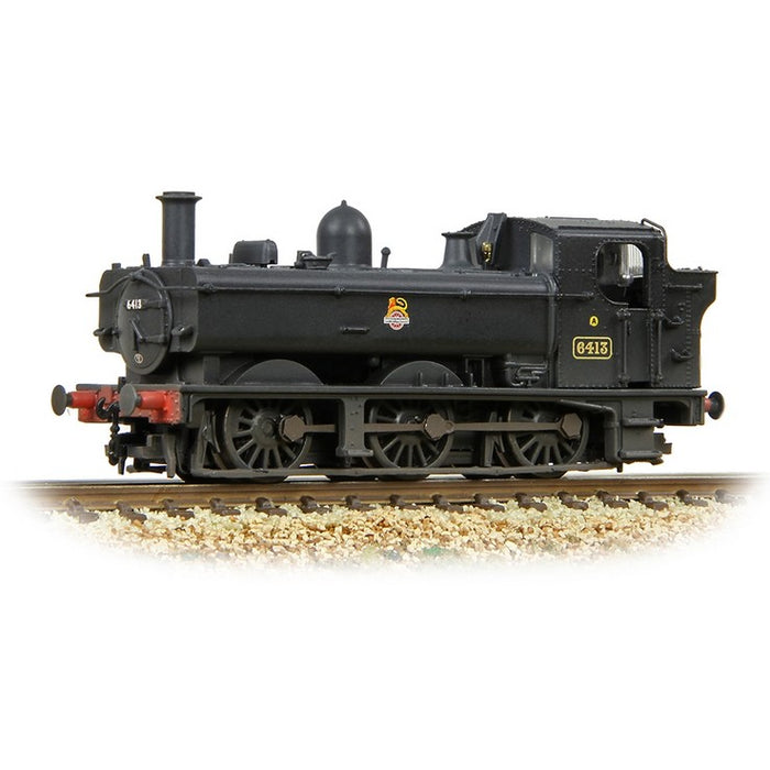 Graham Farish 371-986C GWR 64XX Pannier Tank Locomotive #6413 - BR Black (Early Emblem) Weathered