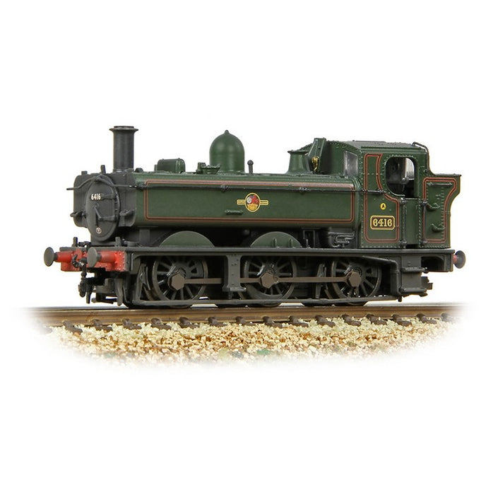 Graham Farish 371-987B GWR 64XX Pannier Tank Locomotive #6416 - BR Lined Green (Late Crest) Weathered