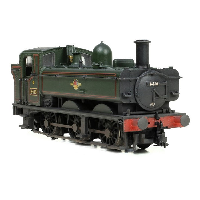 Graham Farish 371-987B GWR 64XX Pannier Tank Locomotive #6416 - BR Lined Green (Late Crest) Weathered