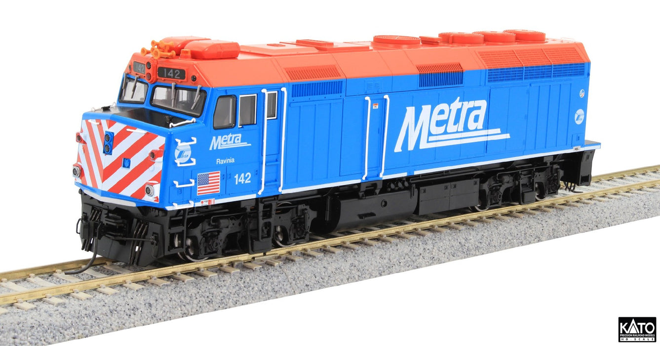 Kato 37-6574 (HO) EMD F40PH Diesel Locomotive - Chicago Metra #142 Ravina