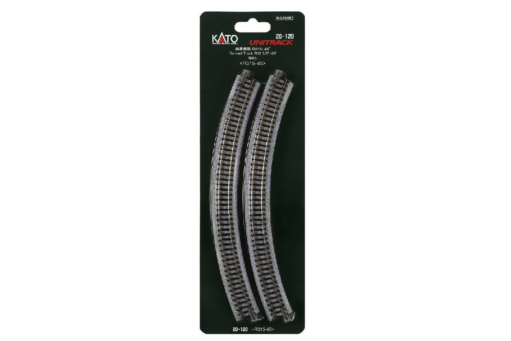 Kato 20-120 315mm (12 3/8") Radius 45 Degree Curve Track (4 pcs)
