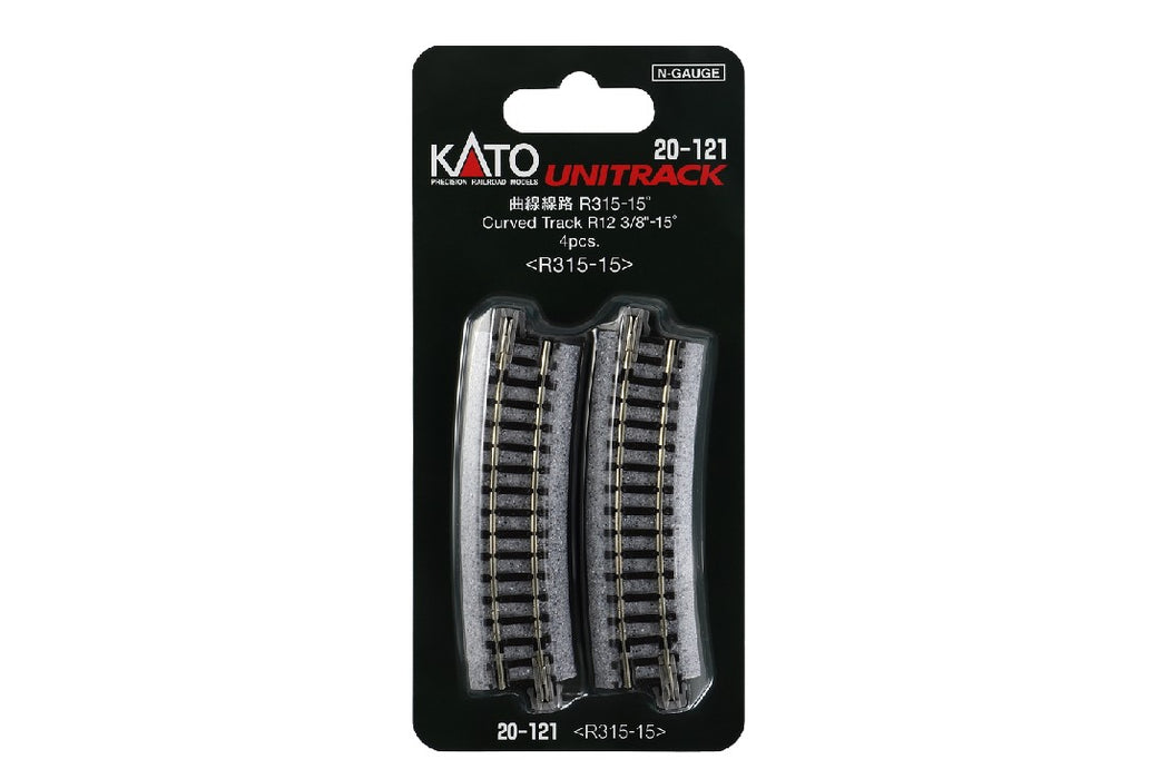 Kato 20-121 315mm (12 3/8") Radius 15 Degree Curve Track (4 pcs)