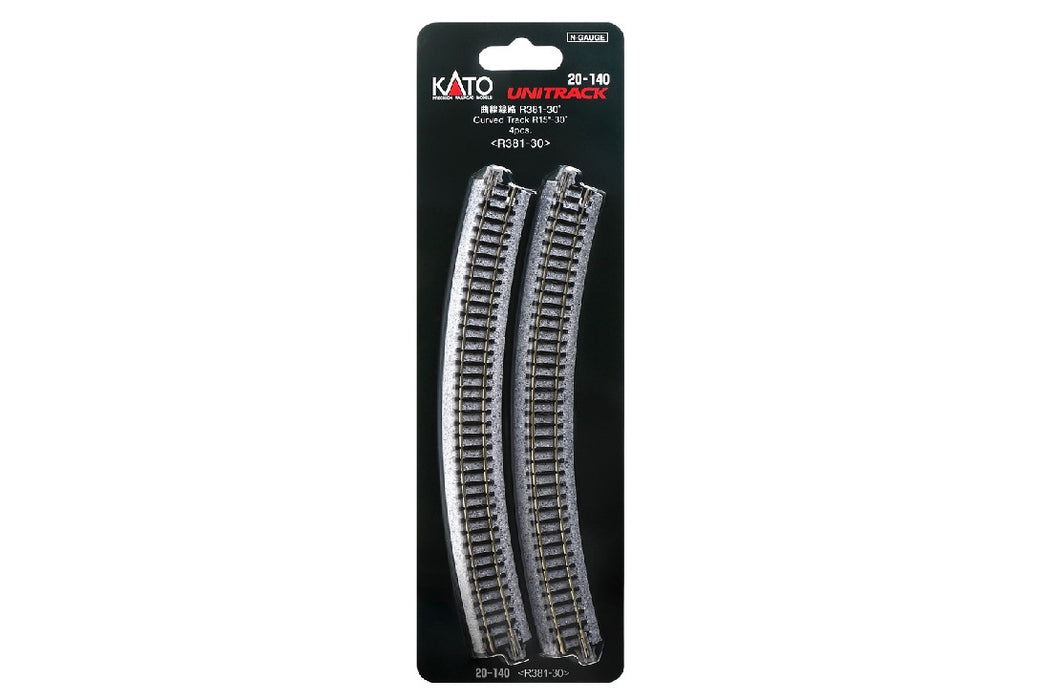 Kato 20-140 381mm (15") Radius 30 Degree Curve Track (4 pcs)