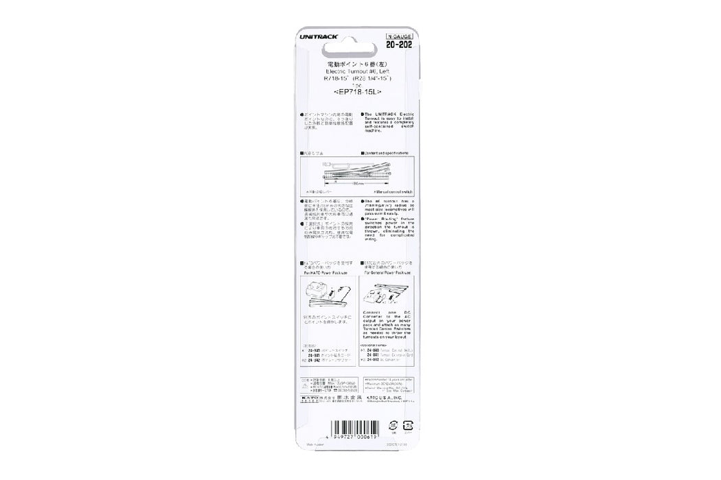 Kato 20-202 #6 Left Turnout with 718mm (28 1/4") Radius Curve