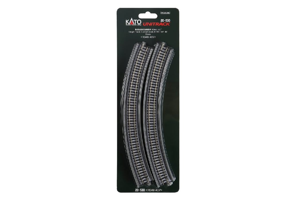 Kato 20-530 348mm (13 3/4") Radius 45 Degree Single Track Viaduct Curved Track (2 pcs)