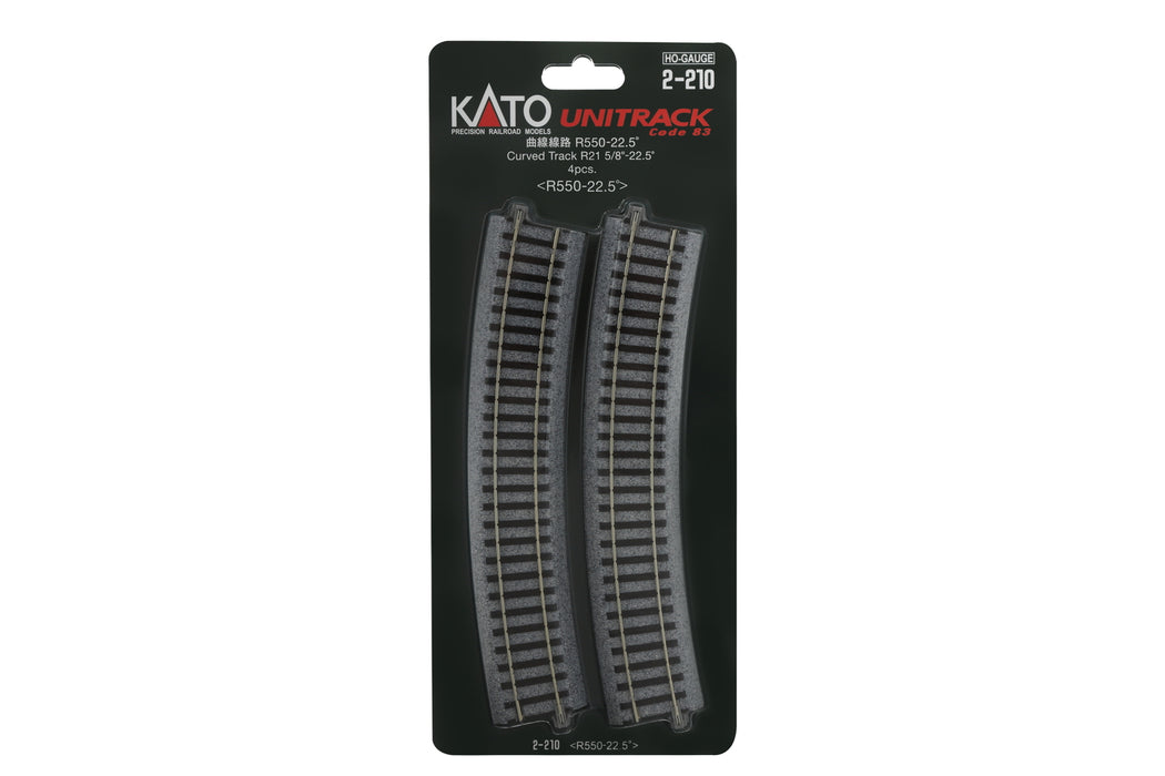 Kato 2-210 Unitrack 550mm Radius 22.5 Degree Curved Track (4pcs) (HO)