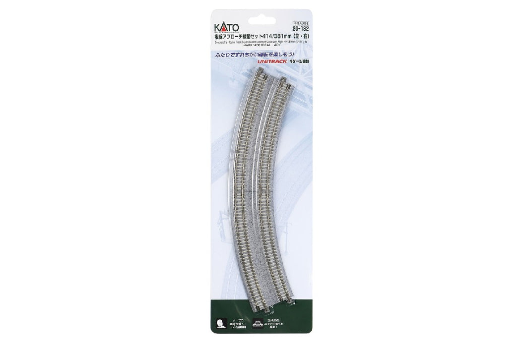 Kato 20-182 414/381mm Radius 45 Degree Curved Track with Superelevation Easement