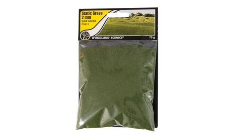 WOODLAND SCENICS FS613 2mm Static Grass Dark Green (70g)