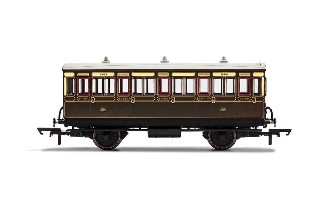 Hornby R40112 GWR, 4 Wheel Coach, 3rd Class, Fitted Lights, 1889 - Era 2/3