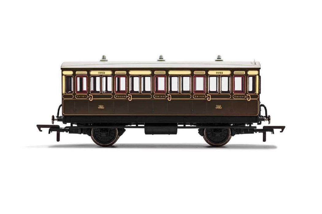 Hornby R40112A GWR, 4 Wheel Coach, 3rd Class, Fitted Lights, 1882 - Era 2/3