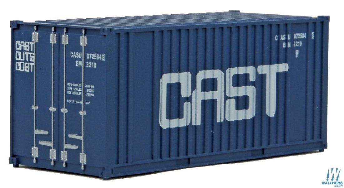 WALTHERS 949-8009 20' Corrugated Container with Flat Panel CAST (blue, white)