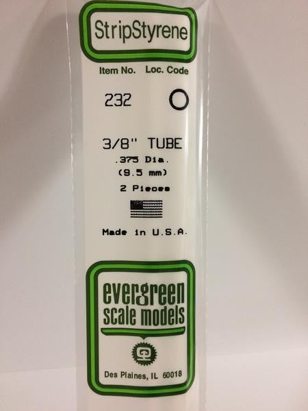 EVERGREEN 232 - .375" (9.5MM) OD OPAQUE WHITE POLYSTYRENE TUBING