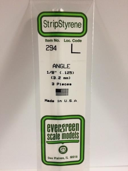 EVERGREEN 294 - .125" (3.2MM) OPAQUE WHITE POLYSTYRENE ANGLE